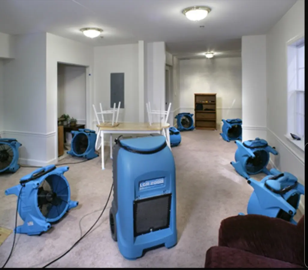 Air movers and dehumidifier setup for Water Extraction & Removal in Naples